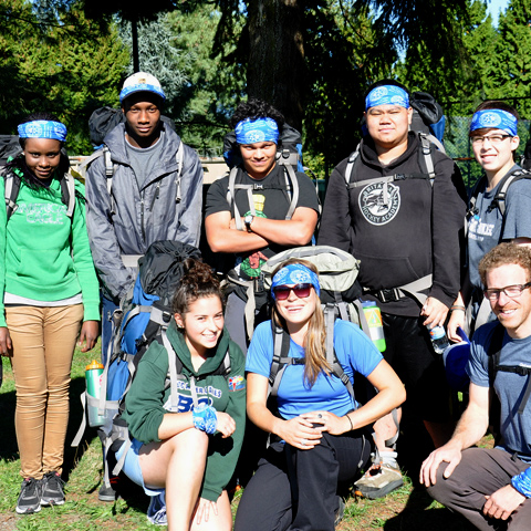 group of students with OBC buffs posing for camera in Vancouver