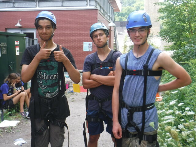 boys posing in climbing gear toronto