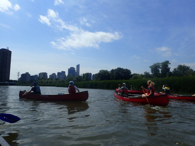 teens canoeing in the humber river