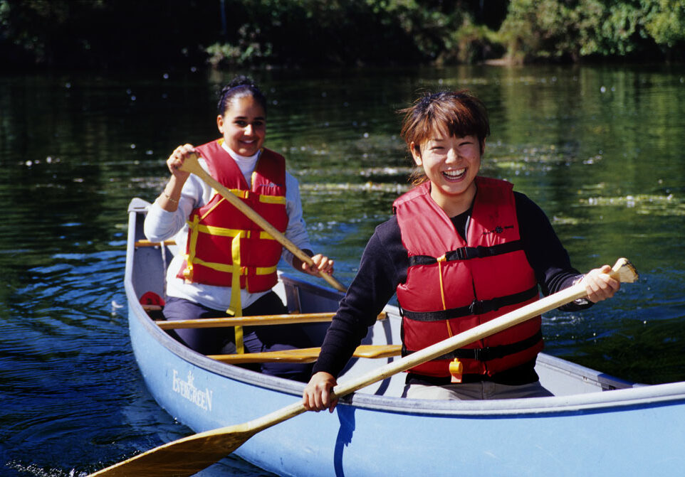 girls canoeing