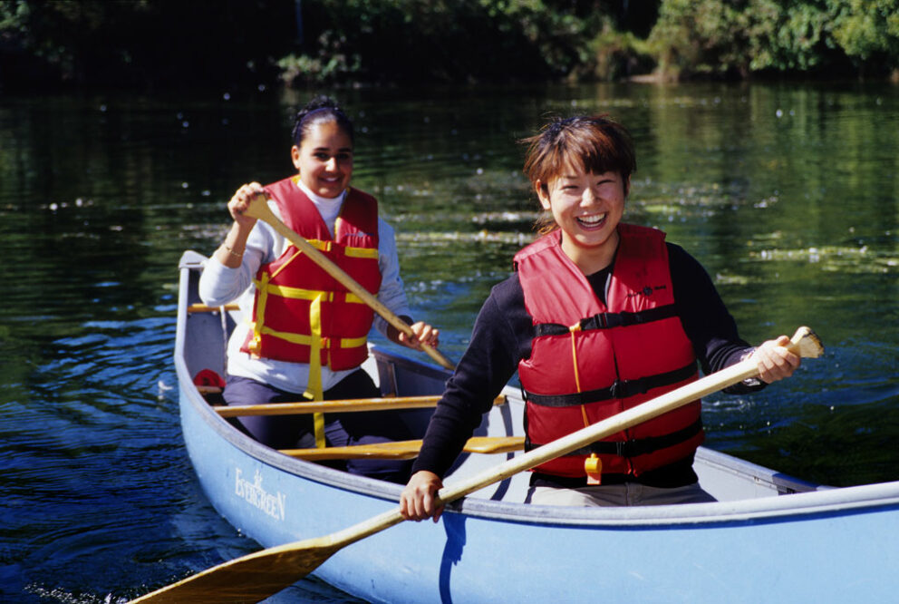 girls canoeing
